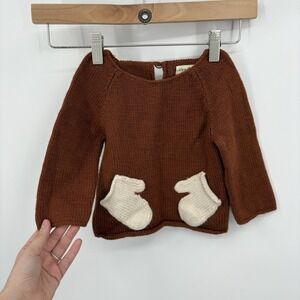 Oeuf Baby Alpaca Sweater Kids 2 Years Mitten Pocket Cozy Luxury Soft Breathable